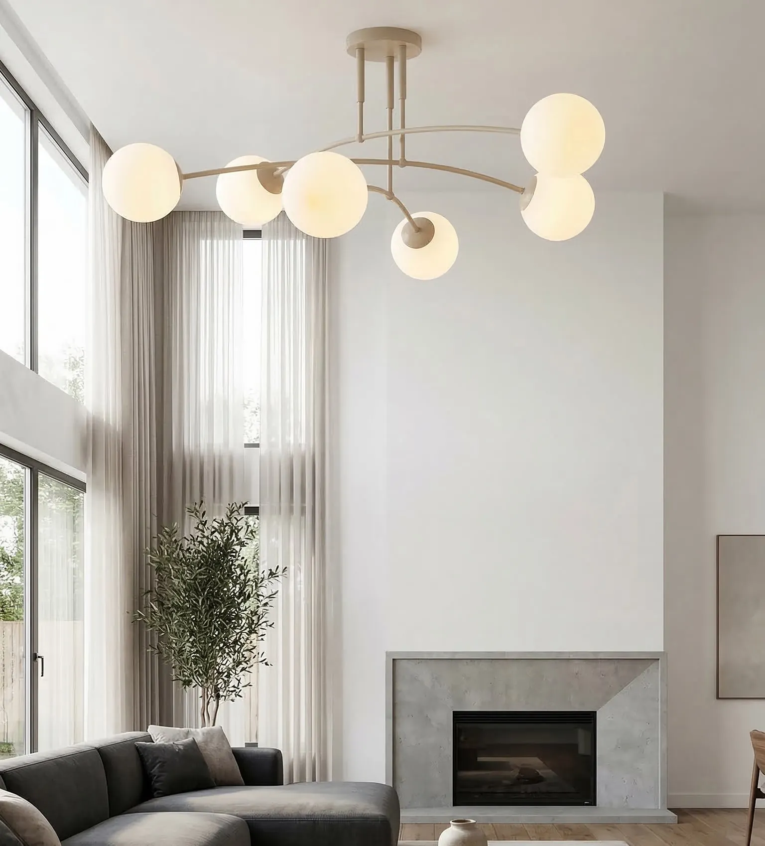 lampa wisząca, żyrandol kula, globowe lampy, salon nowoczesny, lampa sufitowa