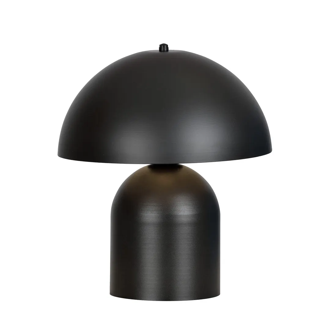 lampa stołowa, mushroom design, czarna lampa, metalowa lampa, lampka stołowa