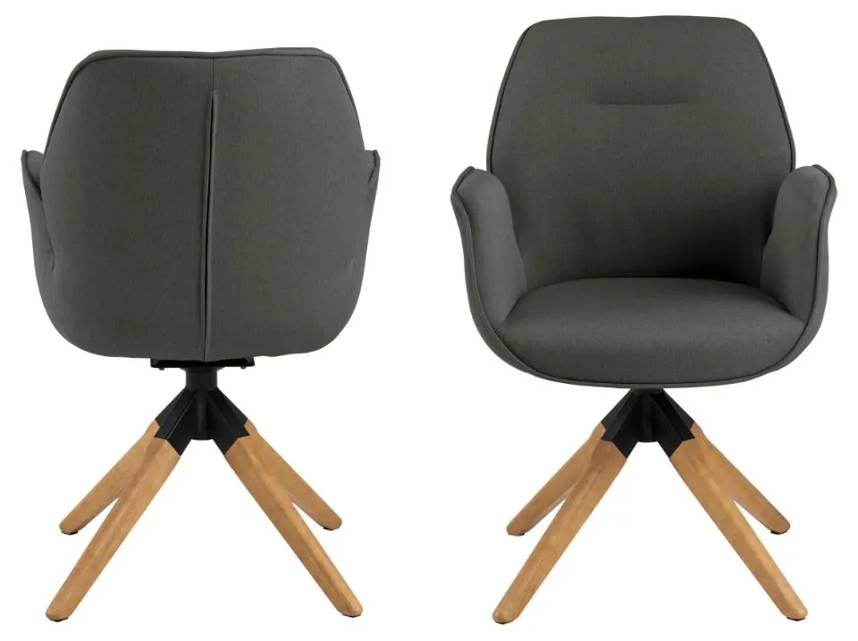 Krzesło obrotowe z podłokietnikami SPRING Ciemnoszary, Naturalny - 0000090269