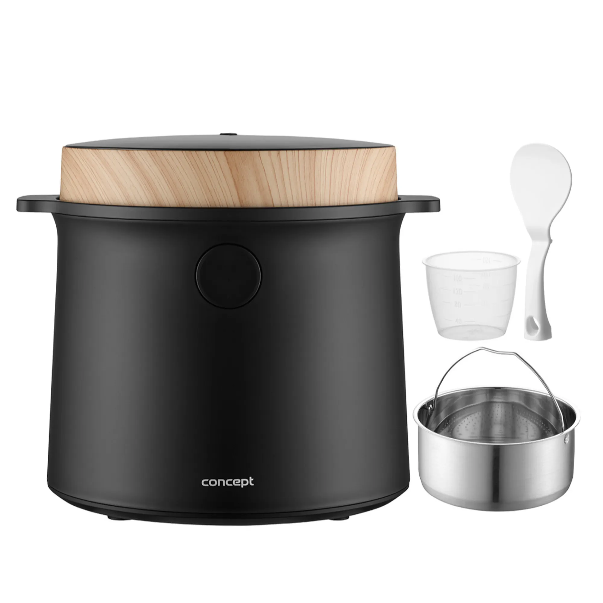 Ryżowar 2 l czarny, dekor z drewna CONCEPT - ND_RE4040