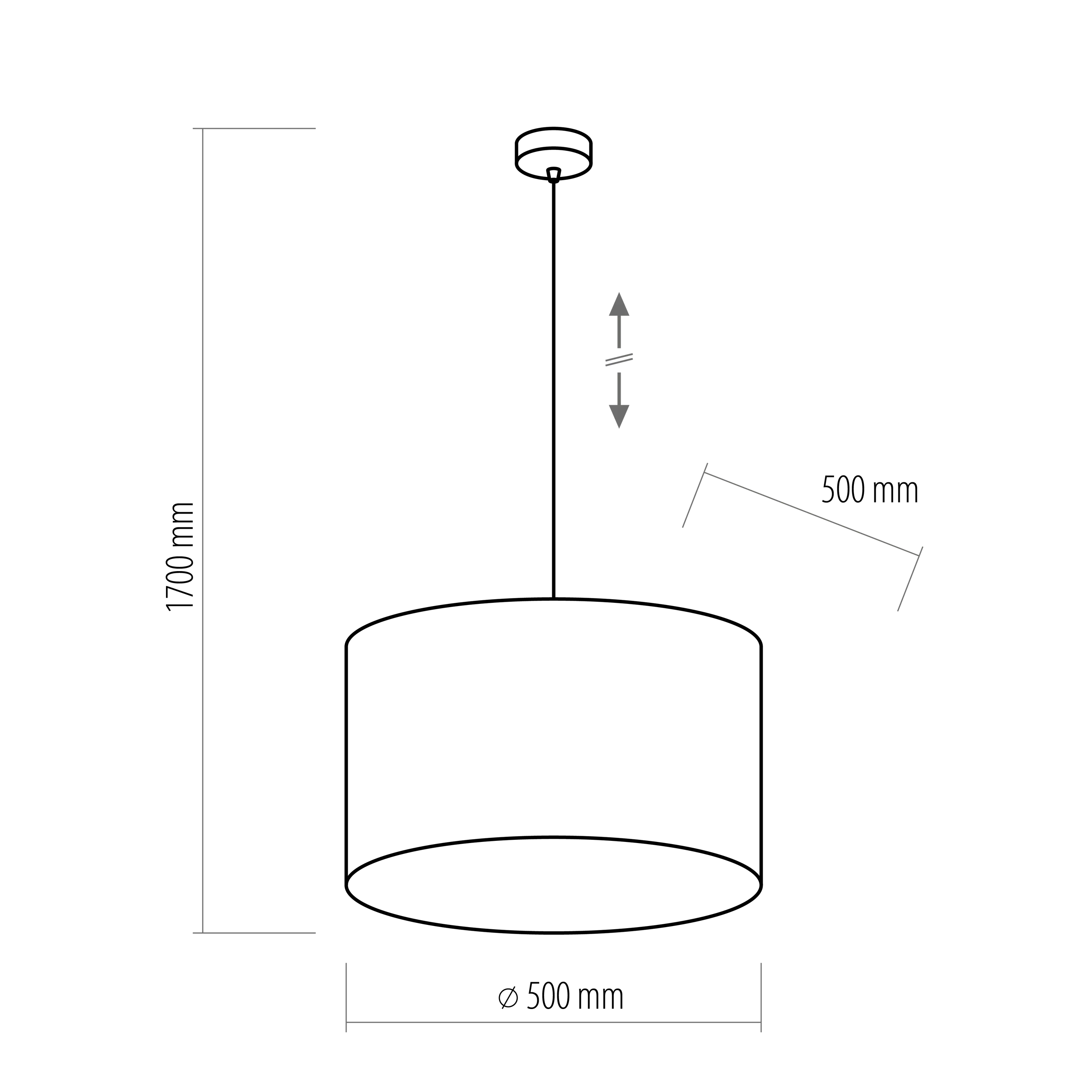Lampa wisząca TERCINO czarna okrągła ze złotym wnętrzem 170x50cm - TK_6192
