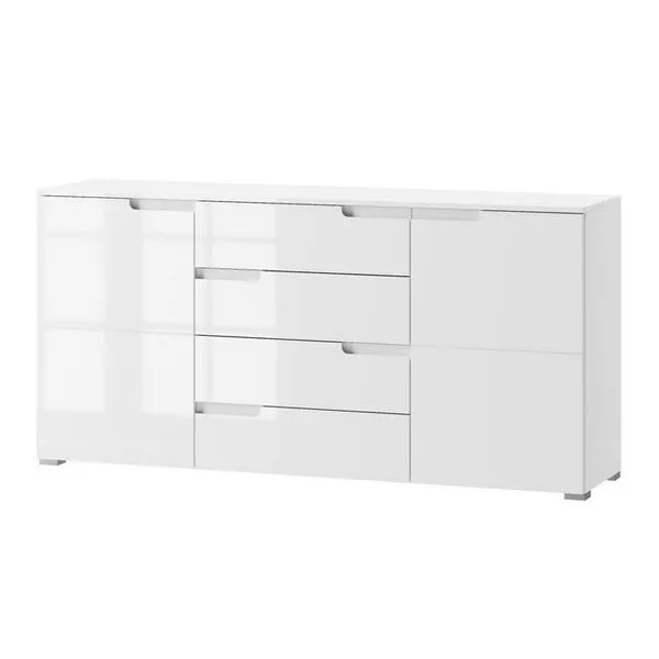 Komoda SELENE 8 2-drzwiowa z szufladami biały połysk 165x80x40cm