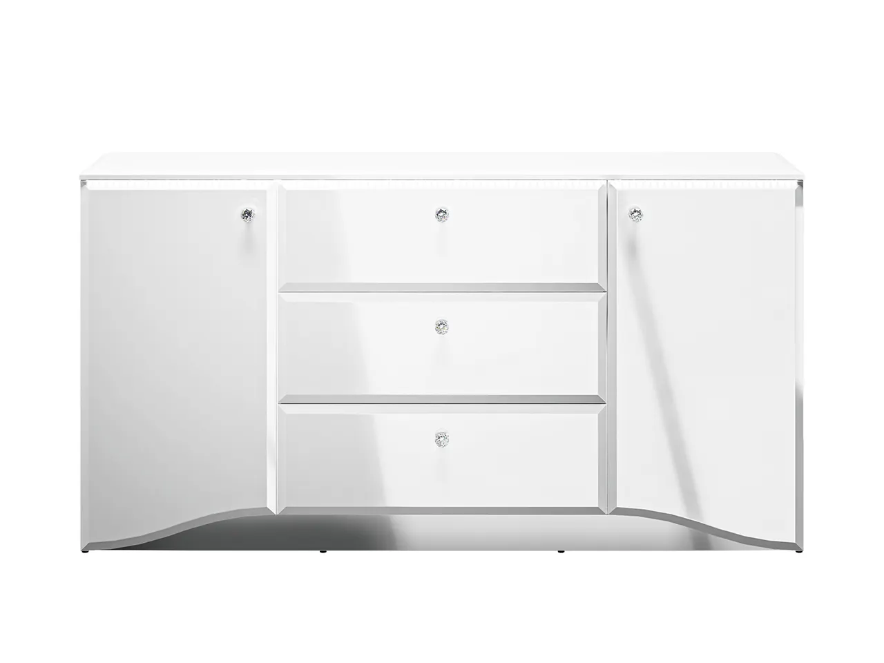 Komoda 2-drzwiowa GLAMOUR 02 z 3 szufladami oświetlenie biały połysk