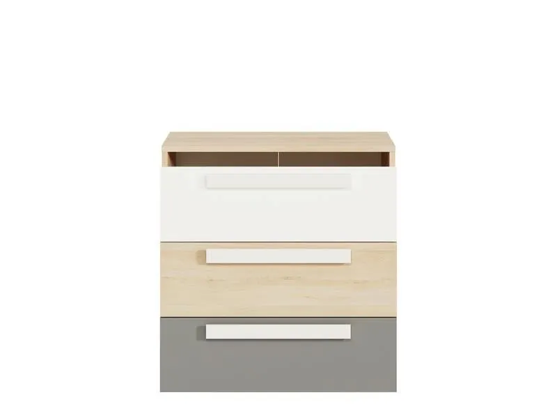 Komoda z 3 szufladami DROP 10 z szufladami z możliwością montażu wstawek frontowych buk fjord, biały, szary - 1DROP1001-001