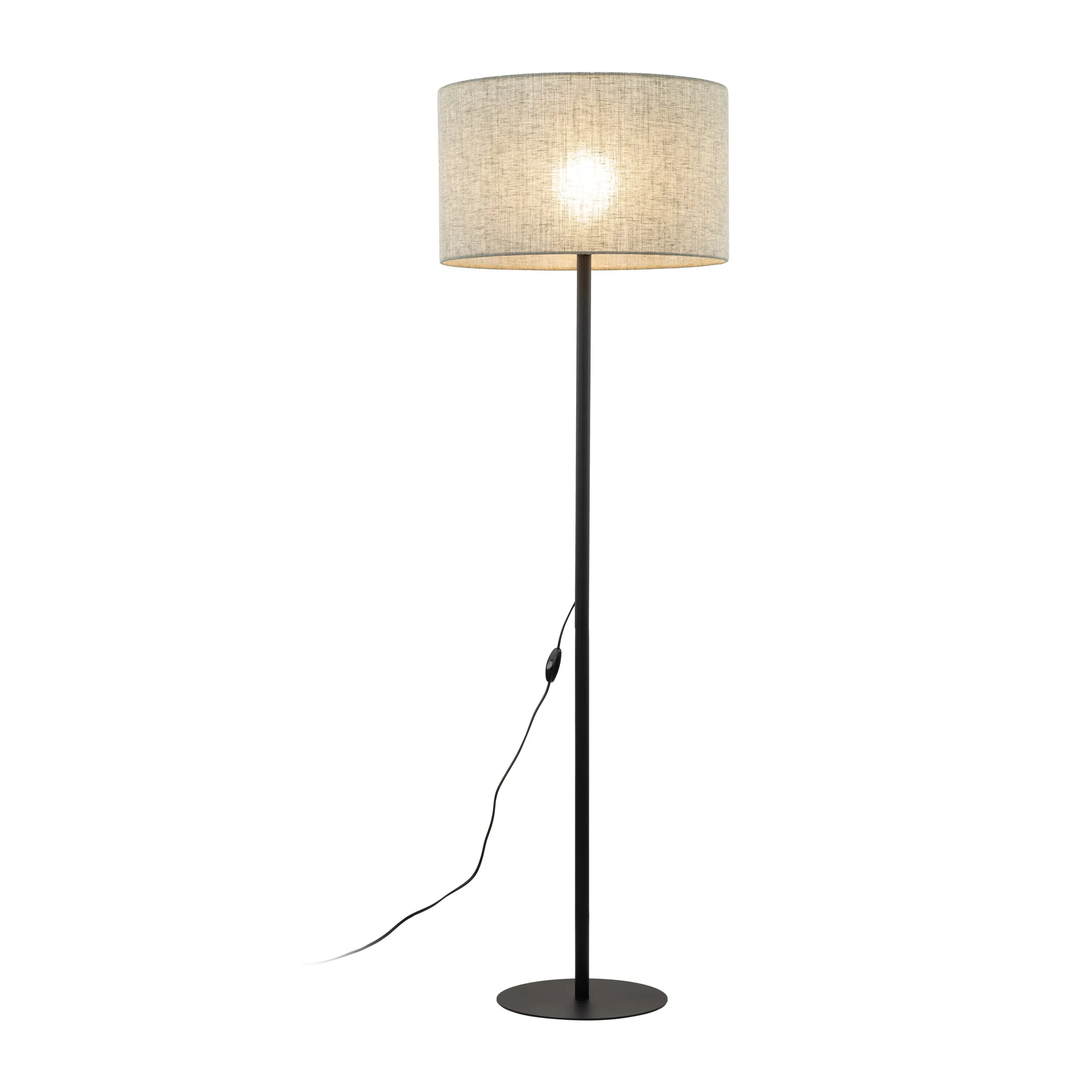 Lampa podłogowa EARTH czarna z zielonym okrągłym abażurem z tkaniny 159x50cm - TK_5476