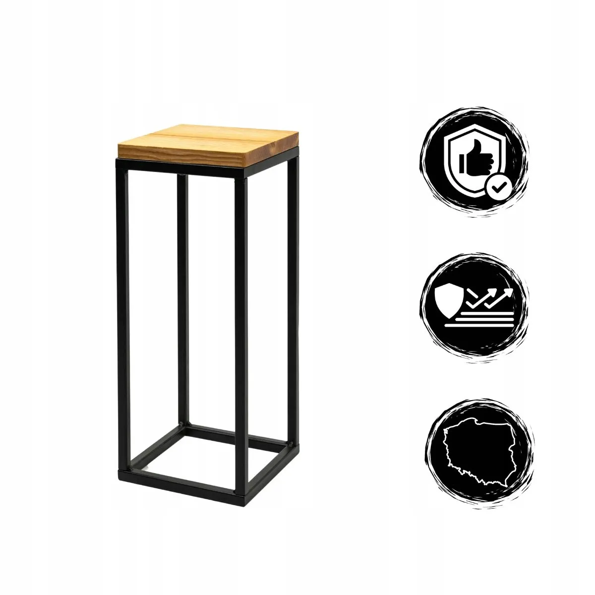 Kwietnik stojący LAVAL XS metal drewno czarny naturalny - LD_TZ000042