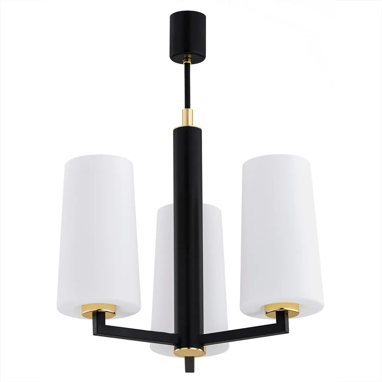 Żyrandol CAMELOT PLUS metalowy czarny mosiądz biały 58x46cm - 6143