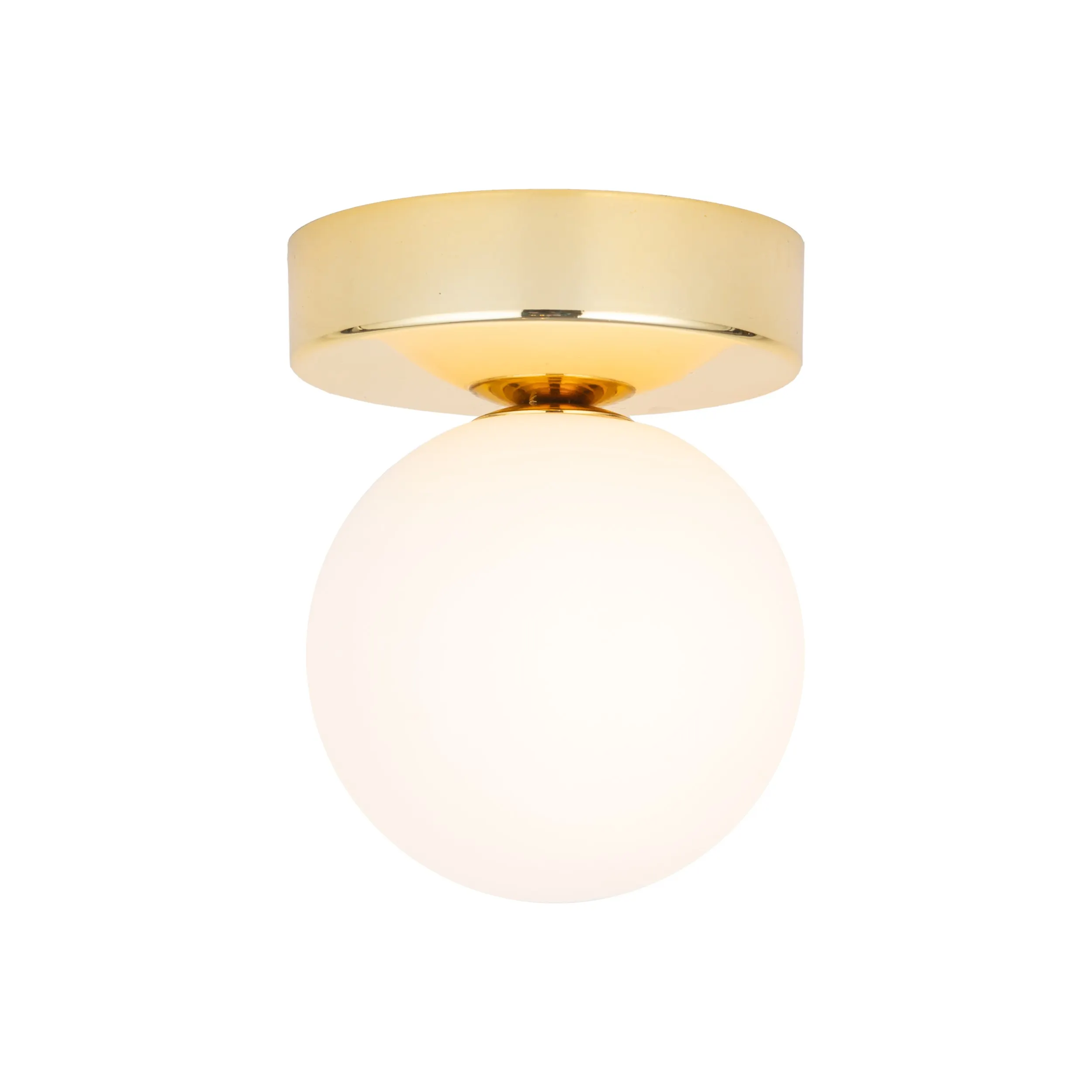 Lampa sufitowa BIANCA złota z białym okrągłym szklanym kloszem 16x15x12cm - TK_4695