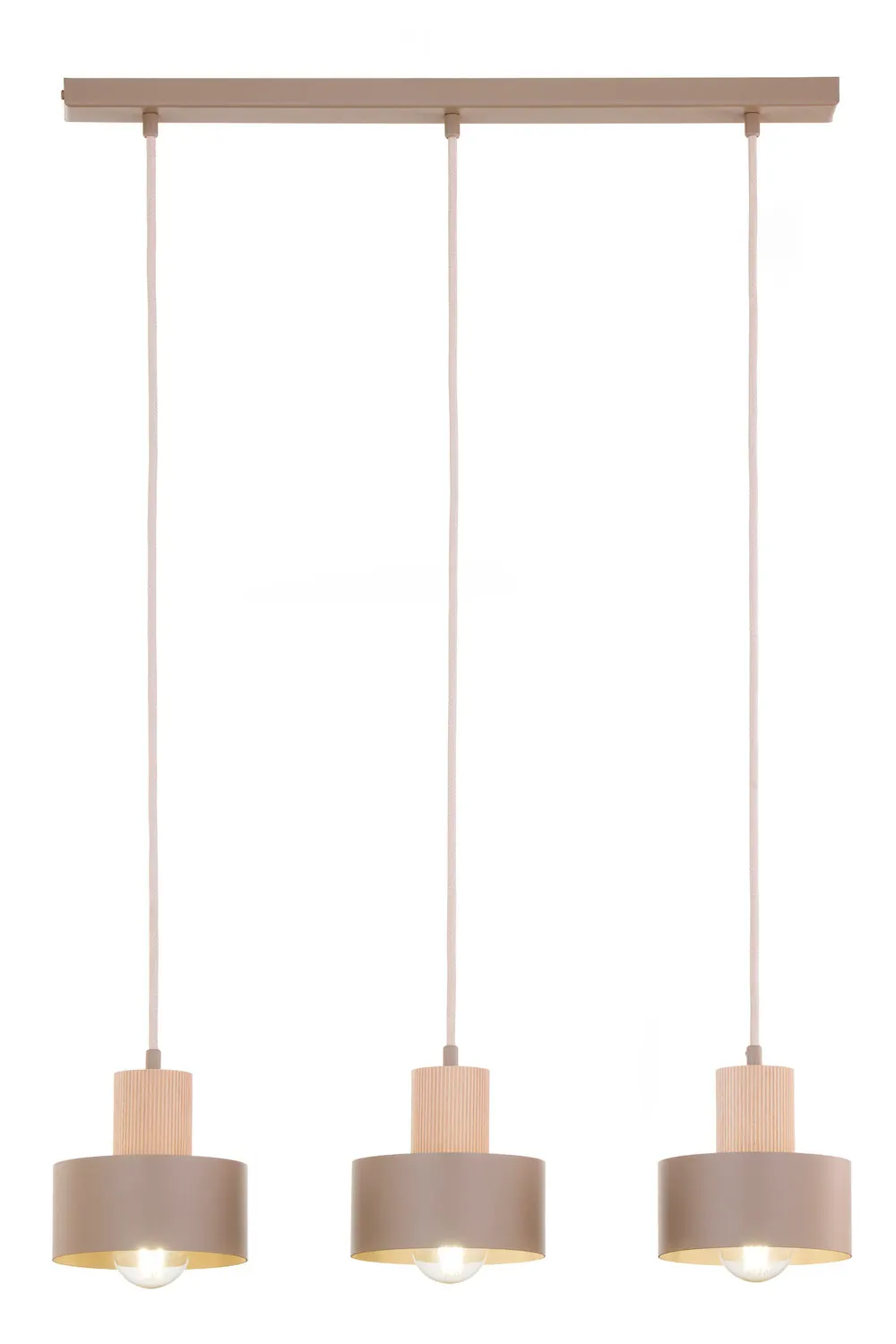 lampa wisząca, trzypunkowa, kinkiet wiszący, metalowa oprawa, kolor neutralny