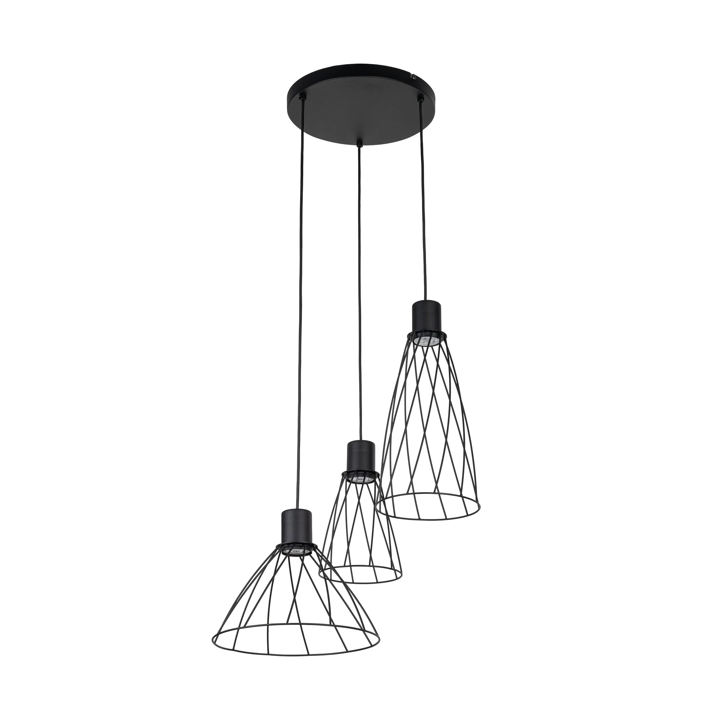 Lampa wisząca MODESTO czarna z ażurowymi kloszami o różnych kształtach 120x50cm - TK_10187