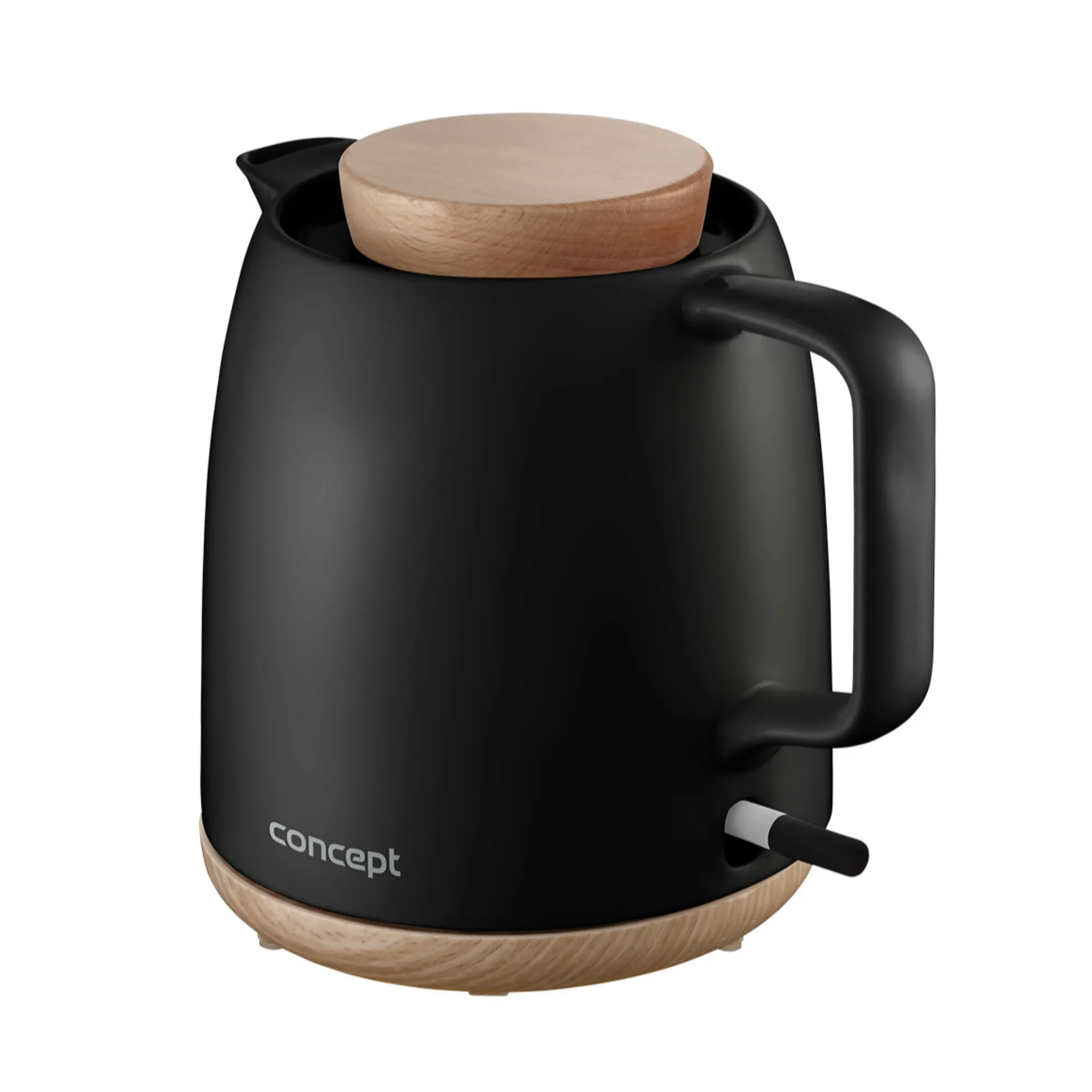 czajnik, elektryczny, czarny, drewniane wykończenie, korpus metalowy