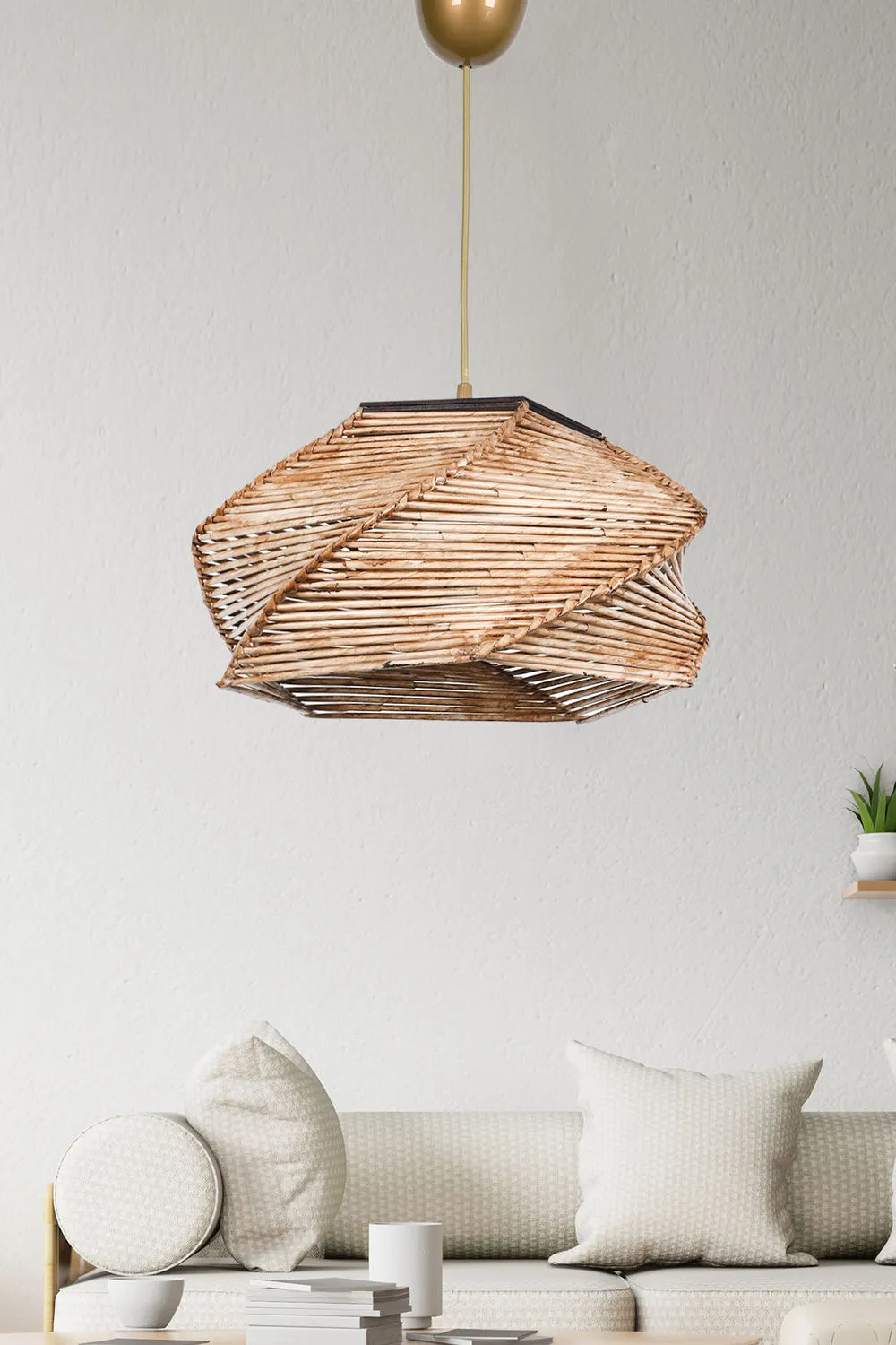 Żyrandol drewniany ażurowy HM190 naturalny