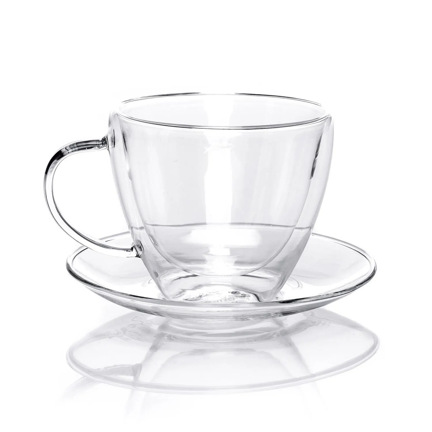 szklany kubek, szklanka z filiżanką, przezroczysty szkło, zestaw filiżanki, na espresso