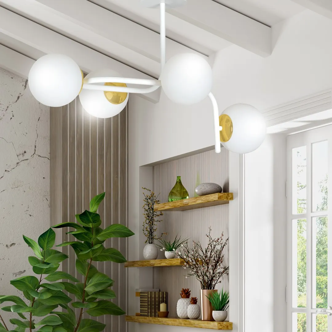 Lampa sufitowa RAGNAR Biały/Złoty 1033/4A - 1033/4A