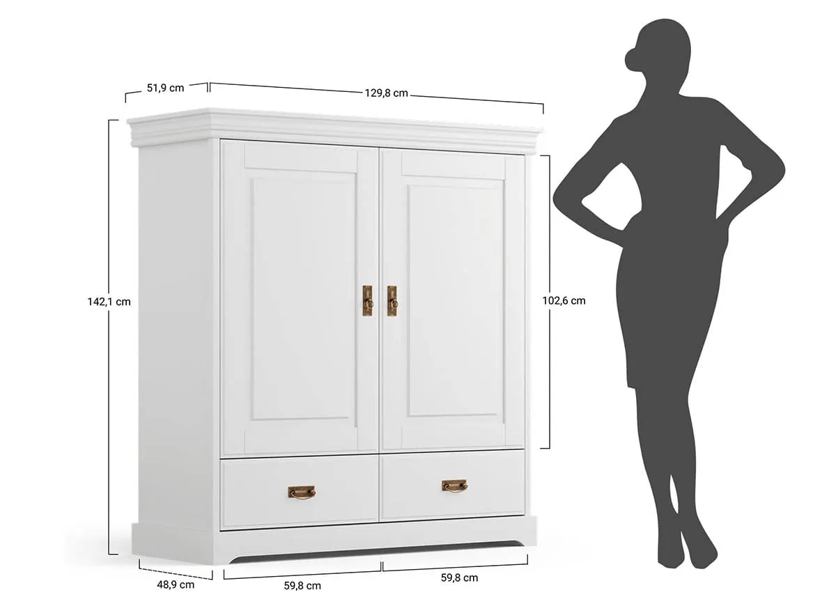 Bieliźniarka 2-drzwiowa z 2 szufladami sosnowa Toskania Miodowy - PL2015