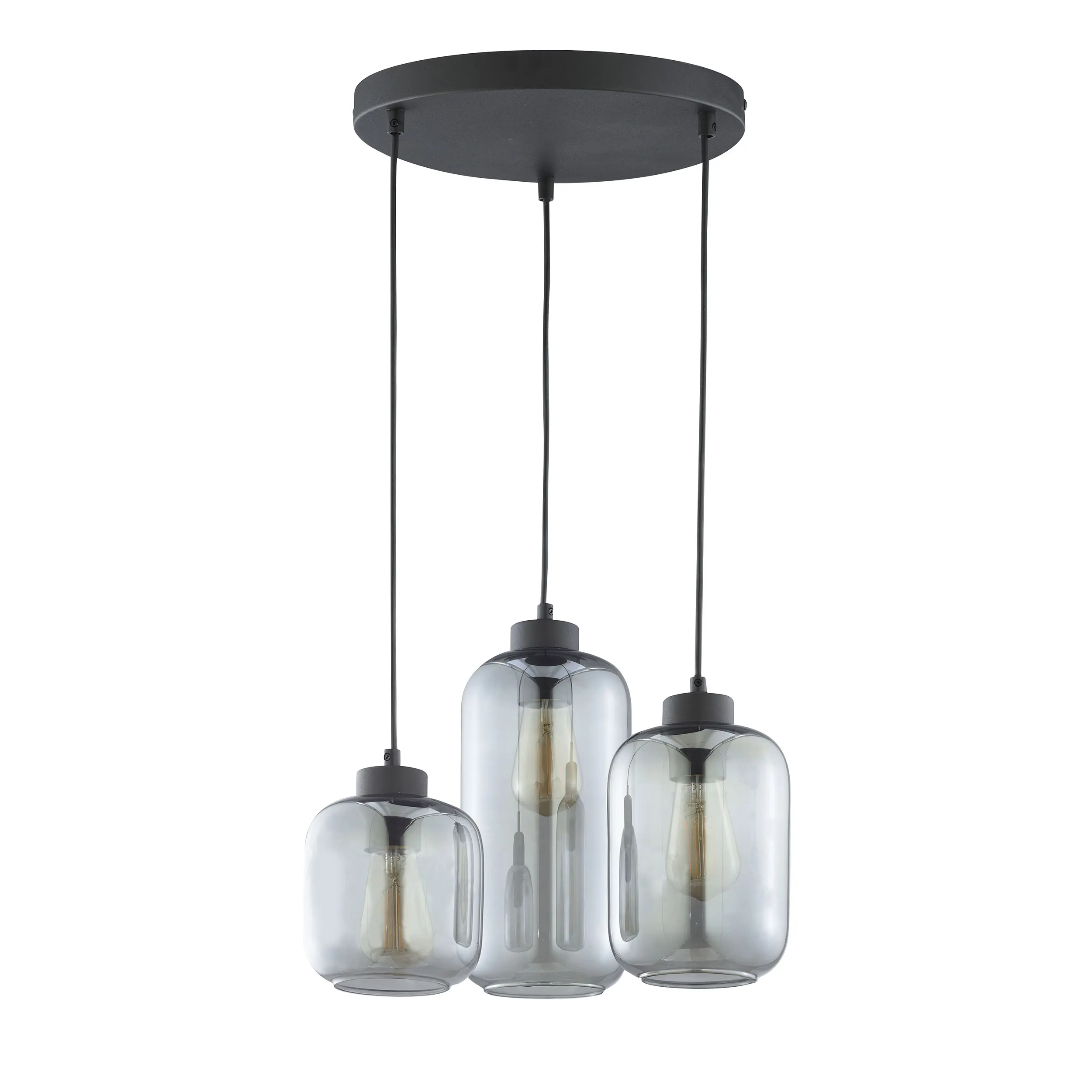 Lampa wisząca MARCO czarna z transparentnymi przyciemnianymi kloszami 100x37cm
