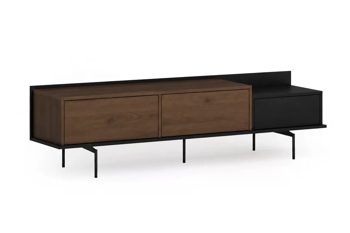 Szafka RTV z 2 klapami i szufladą ZENAR 200 cm orzech elegant czarny Szafka RTV z 2 klapami i szufladą ZENAR 200 cm orzech elegant czarny