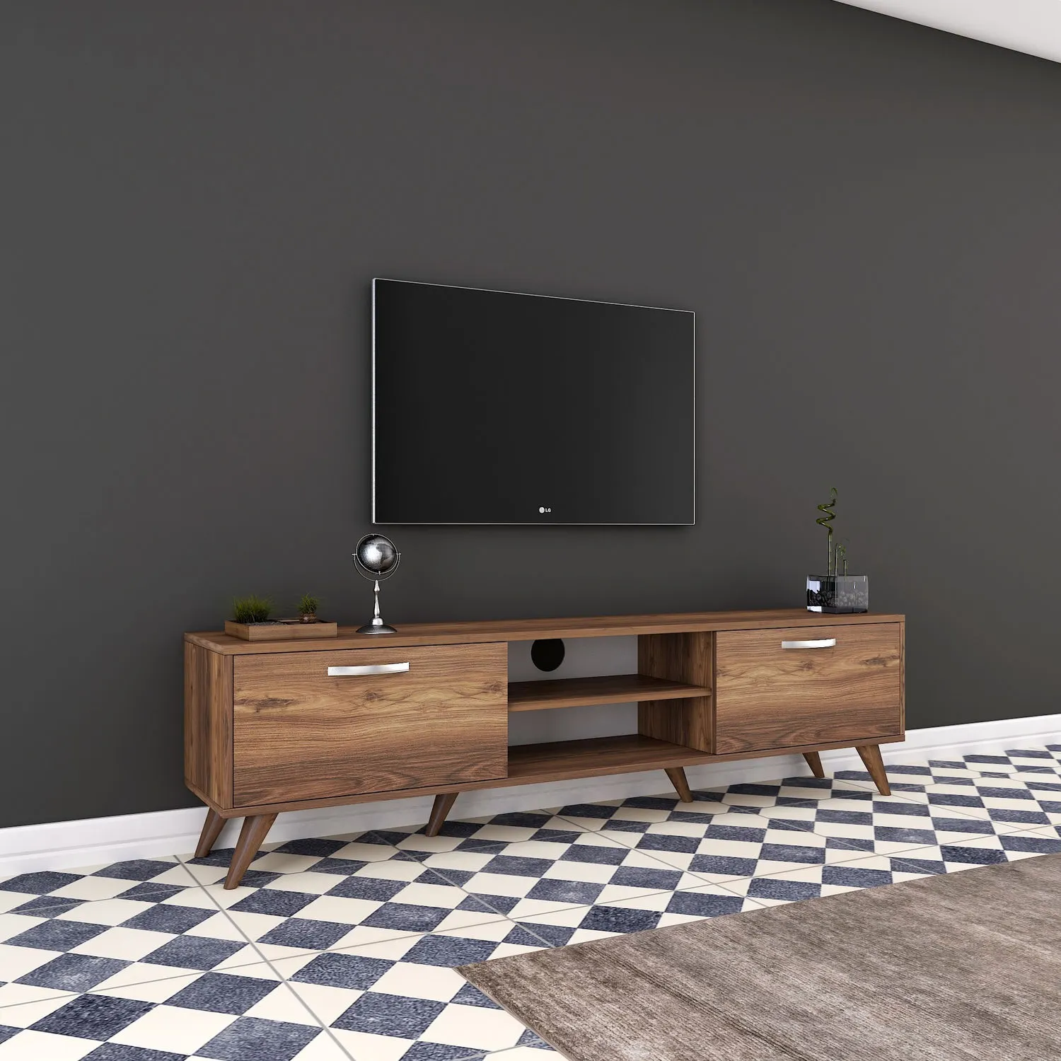 Szafka RTV drewniana 2-drzwiowa A9 180 cm orzechowy