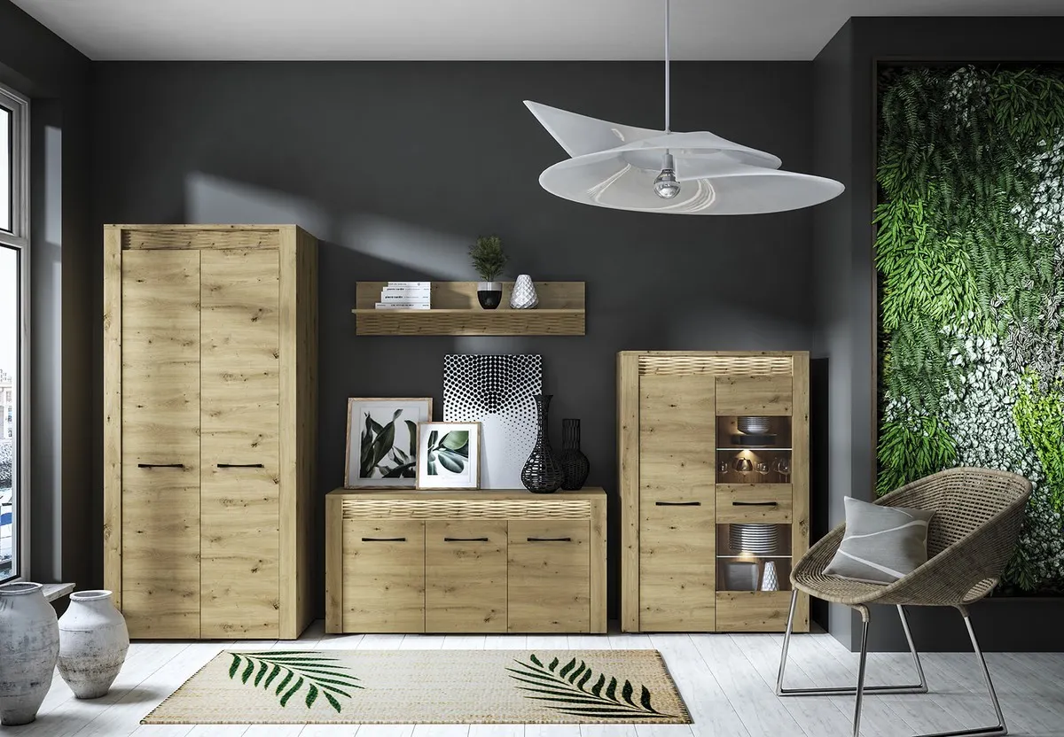 Witryna nIska 2-drzwiowa ARTIS 05 z oświetleniem, dąb artisan - 1ARTI05-001