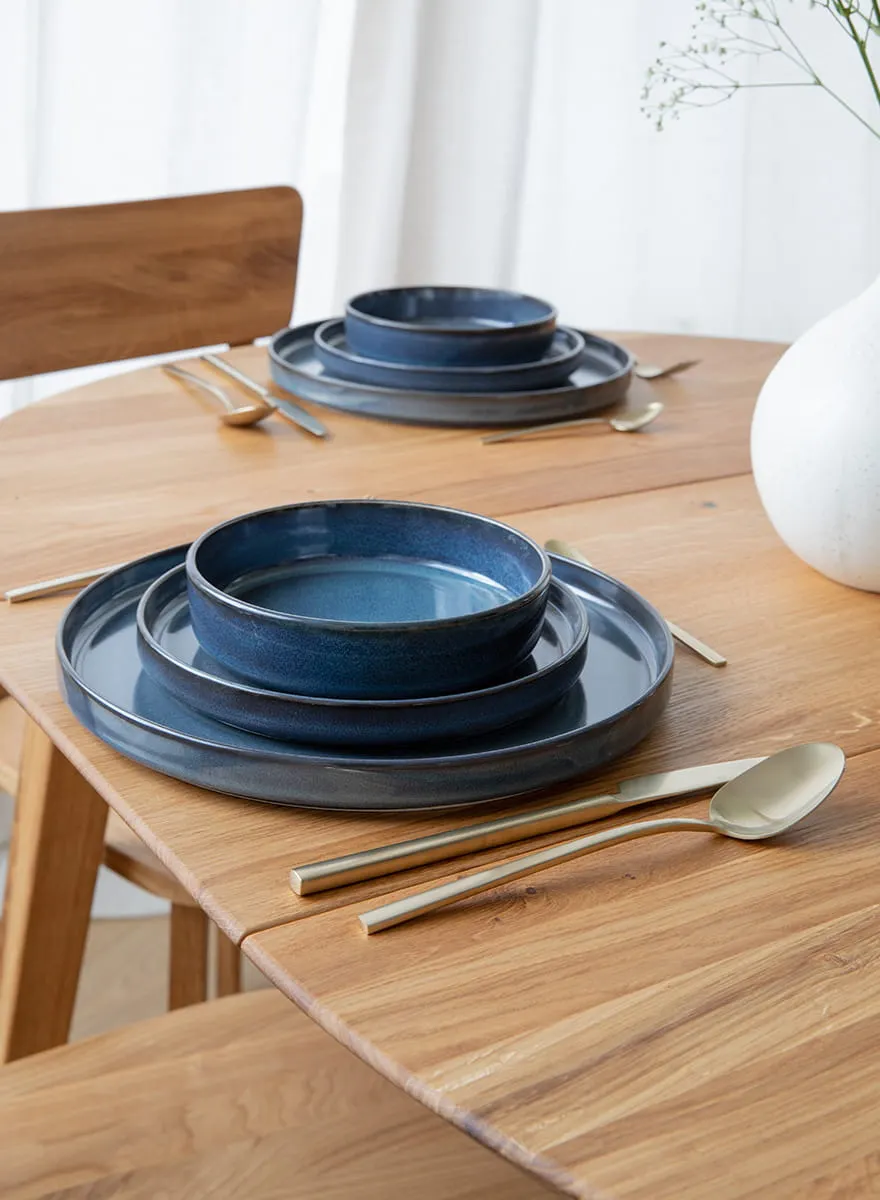 Stół dębowy okrągły ORBETELLO rozkładany 110-160 - dąb olejowany - KULSR110