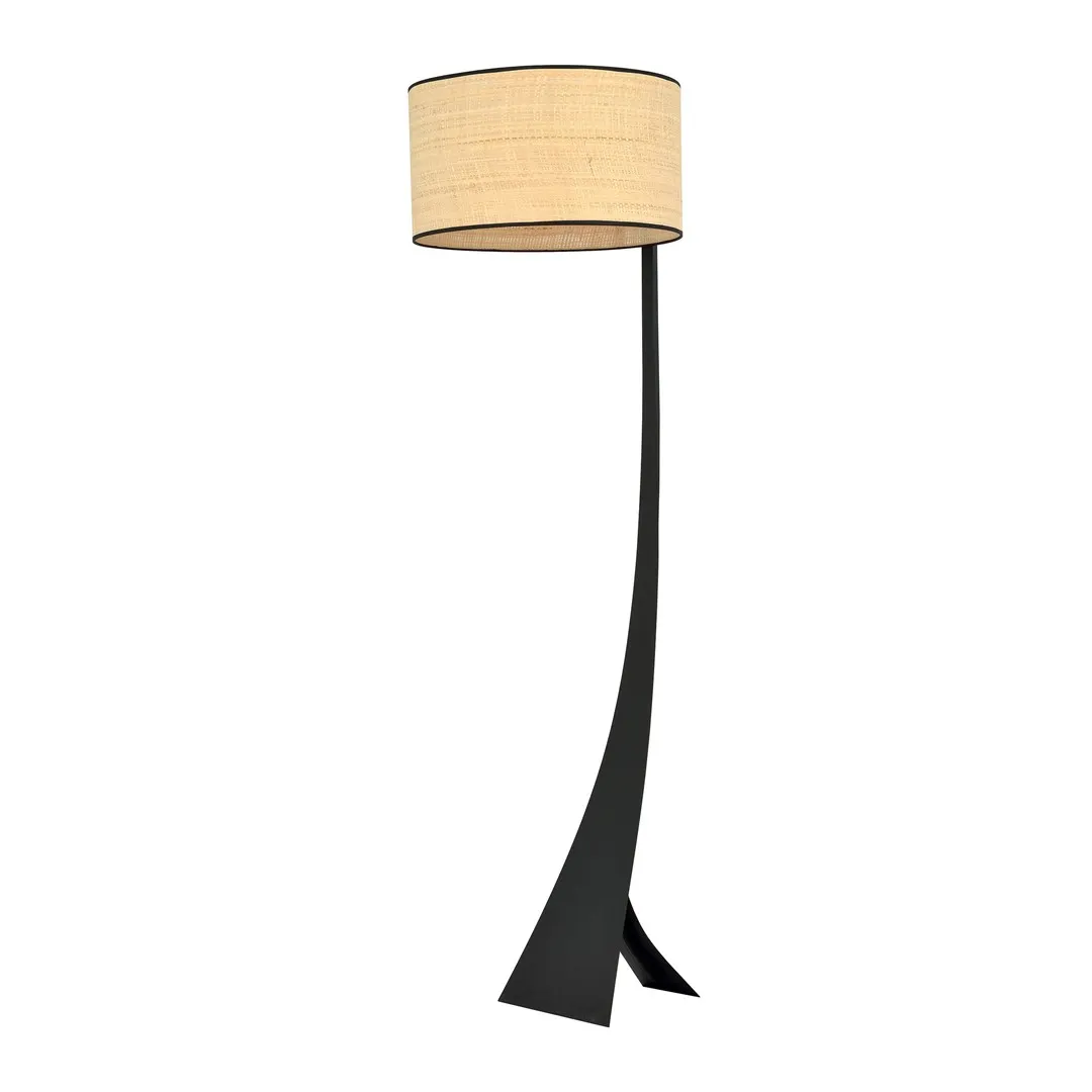 lampa stojąca, lampa podłogowa, oswietlenie, koszowy abażur, czarna podstawa