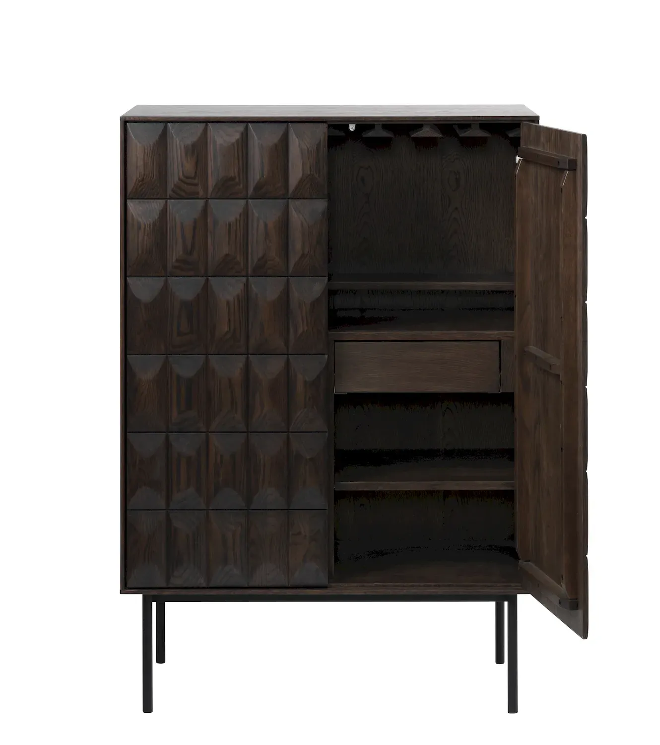 Komoda wysoka- barek LATINA 2-drzwiowa z 2 szufladami - ciemny efekt drewna - UN_42093186