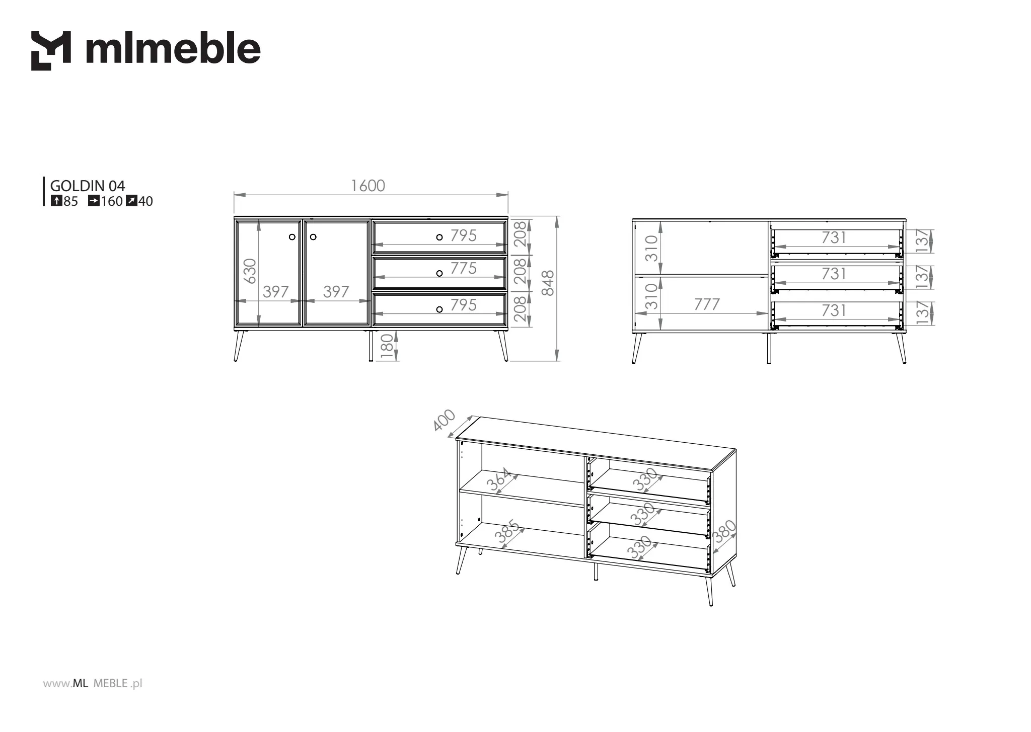 37451-komoda-goldin-04-bialy-polysk-na-zlotych-nogach-ml-meble image
