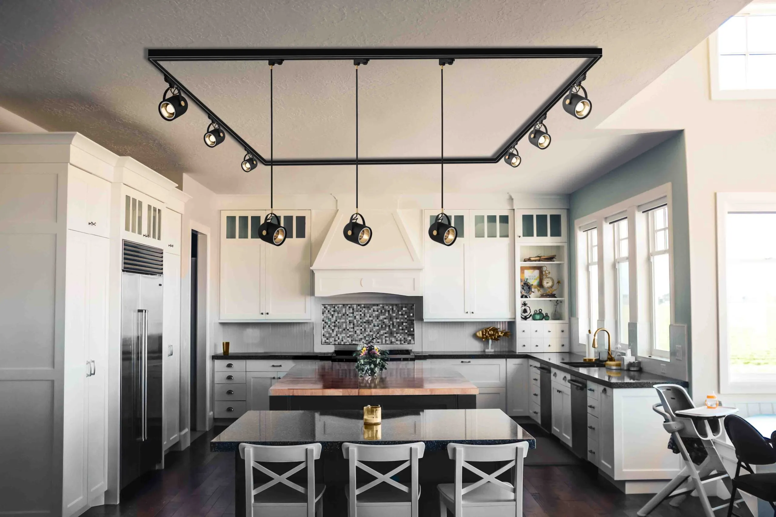 Reflektor NET metalowy czarny mosiądz regulowany 24x14cm możliwość montażu do listwy - 4311