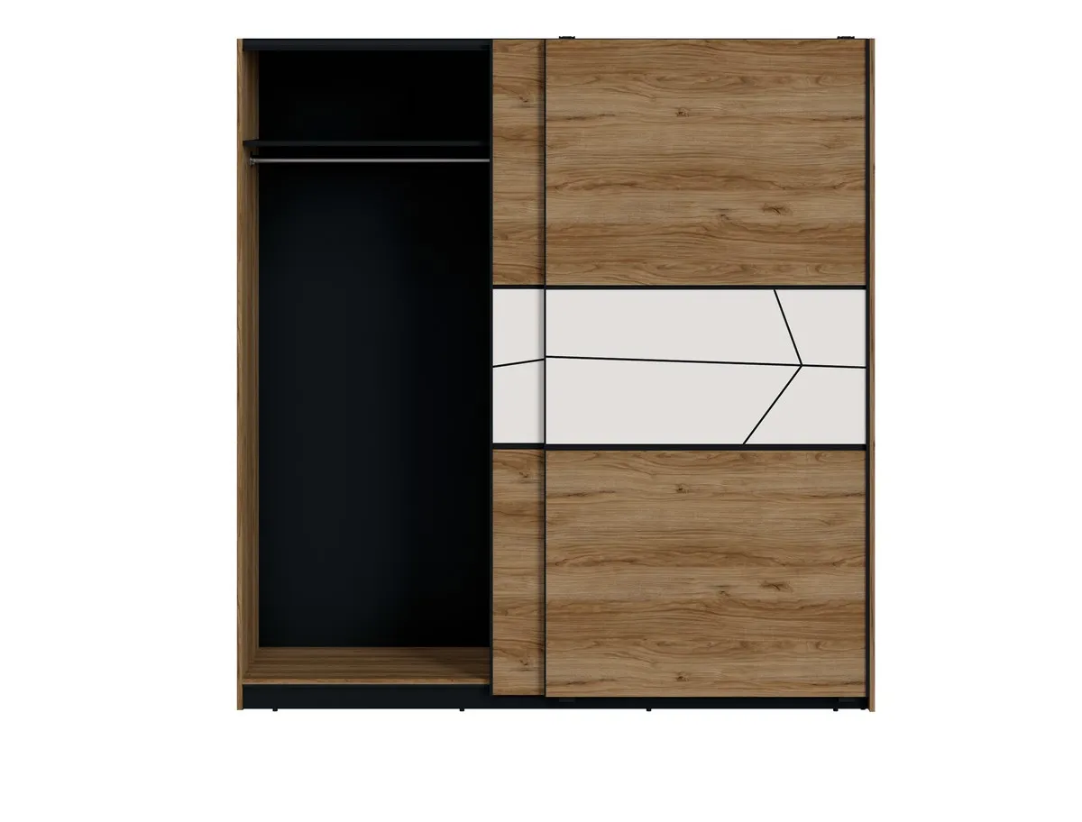 BROLO BROS07 SZAFA 2D SUWANE DĄB CATANIA /CZARNA PERŁA/MDF BIAŁY HG — zdjęcie 3