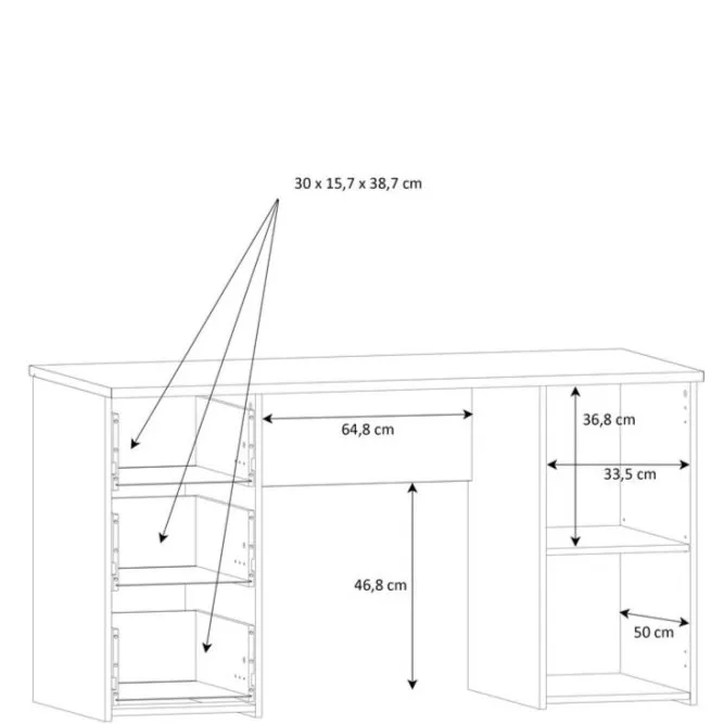 Biurko NET106 z szafką i 3 szufladami - dab sonoma, biały — zdjęcie 7