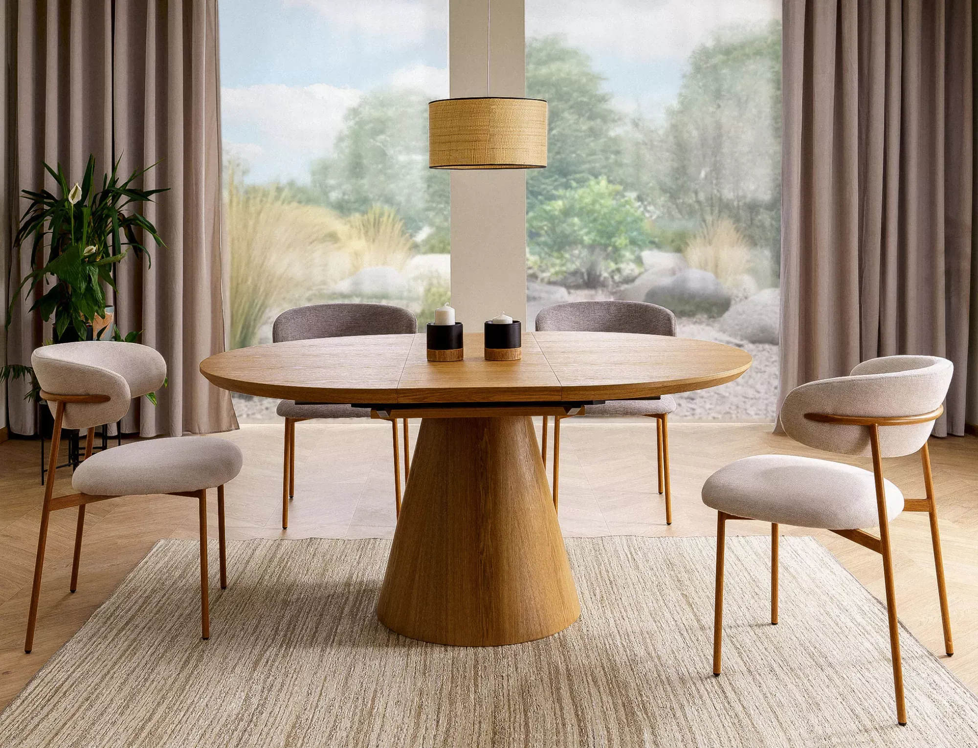 Stół okrągły rozkładany ANGEL II 120x120-160 efekt dębu - ANGELIID120