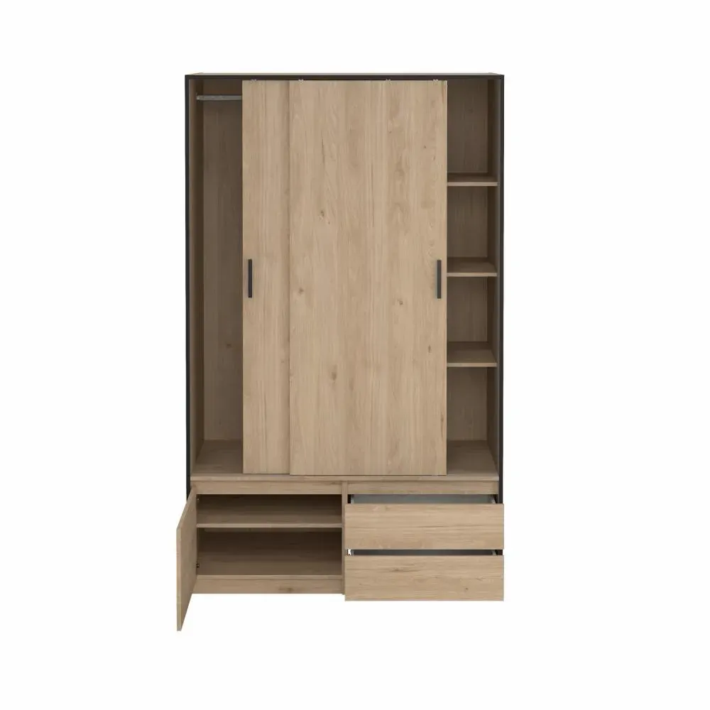 Szafa przesuwna 2-drzwiowa z 2 szufladami LINE 120 cm Jackson Hickory - TV_74334HLHL