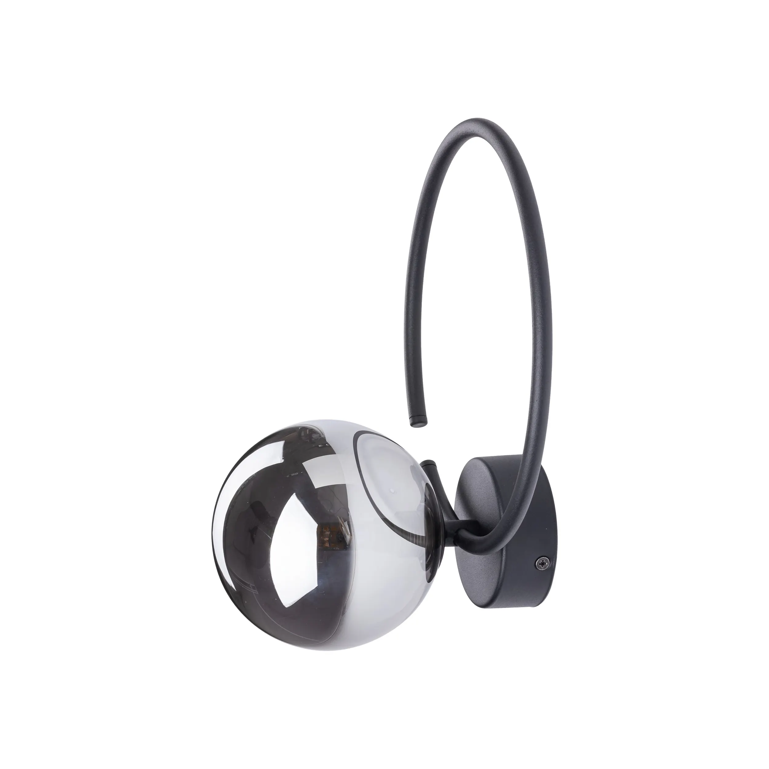 Kinkiet ANABELLE czarny metalowy szary okrągły szklany klosz 28x22x18cm - TK_5256