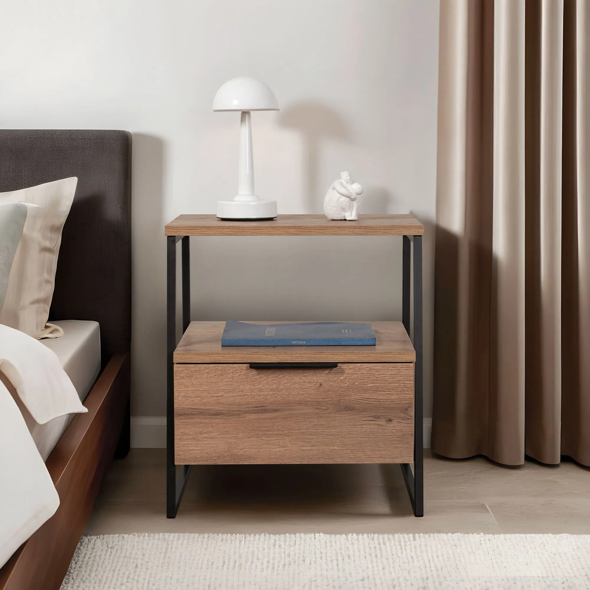 Szafka nocna 1-drzwiowa PAL 45 cm brązowy - ASI_855DTE3557