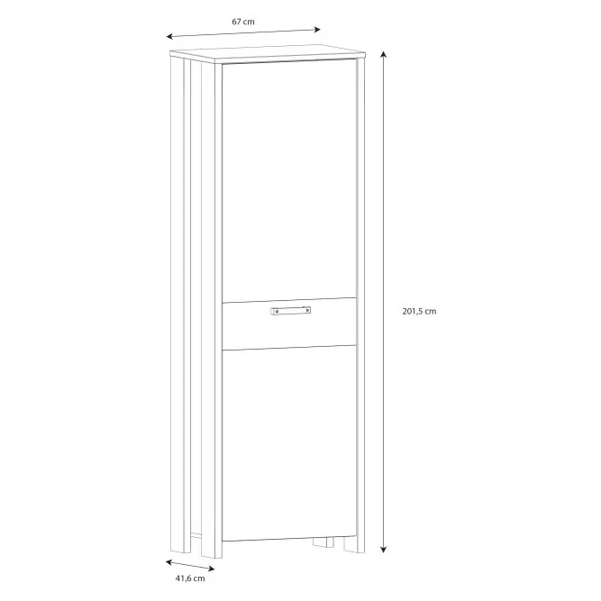 Szafa CLIF L 1-drzwiowa z panelem 67 cm,old wood vintage, beton - CLFS712-C748