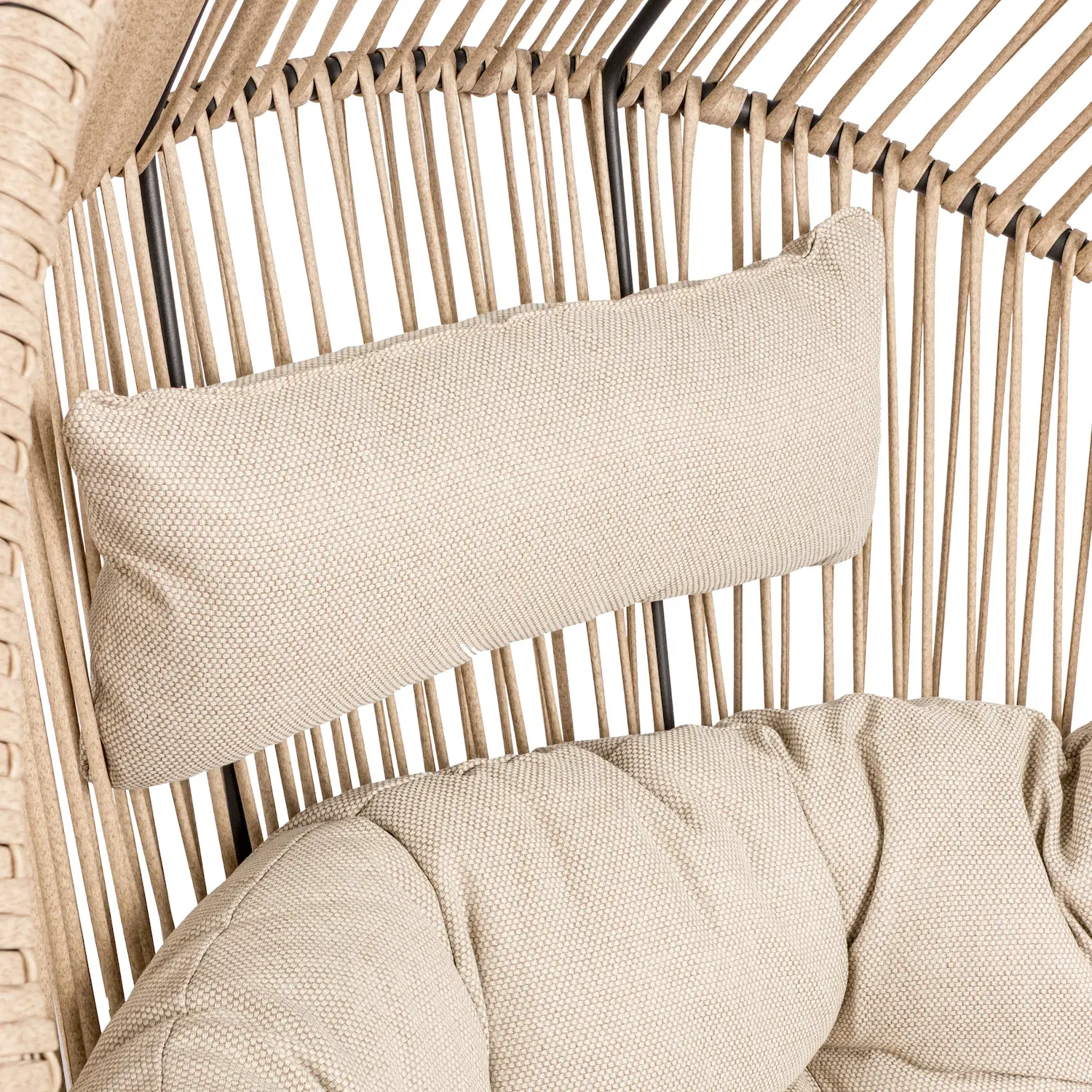 Fotel ogrodowy polirattanowy HOLAND z poduszką beżowy - MI_5905610255503