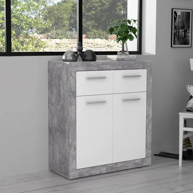 Komoda 2-drzwiowa z 2 szufladami BACCIO beton biały - BCCK221-C264