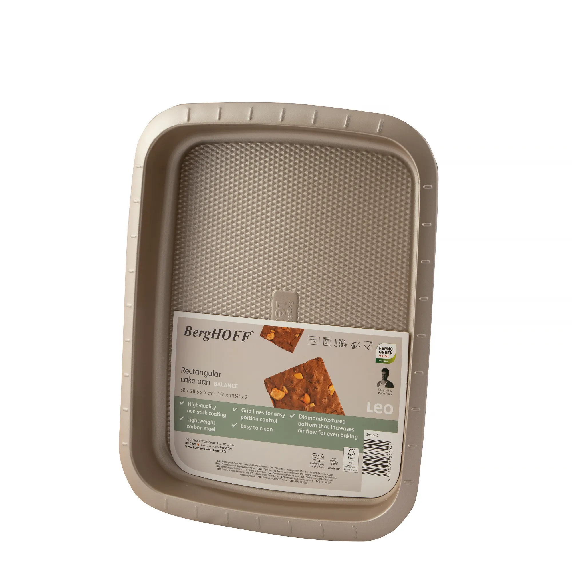 forma rectangulara, tarka do pieczenia, nierdzewne wykończenie, tekstura diamentowa, BergHOFF