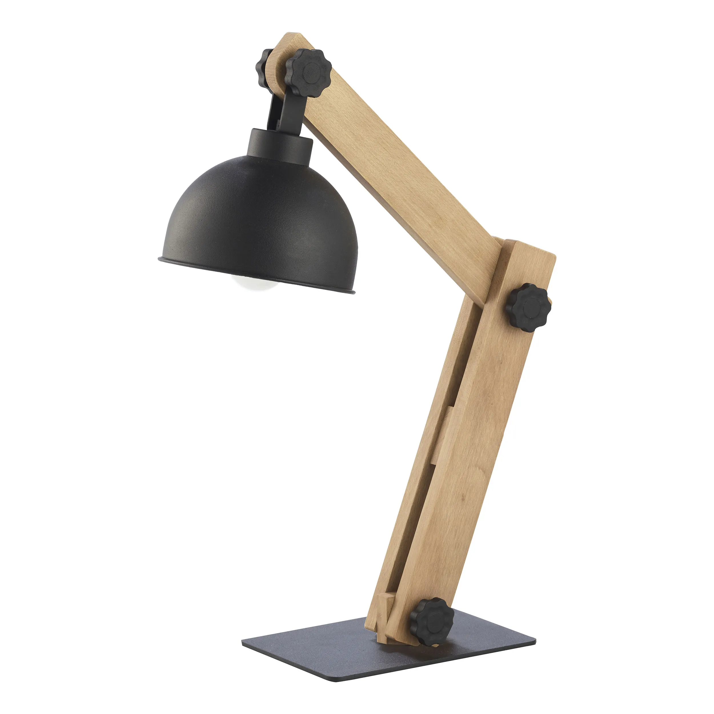 Lampka nocna OSLO czarna na drewnianym sosnowym ramieniu 50x36x16cm