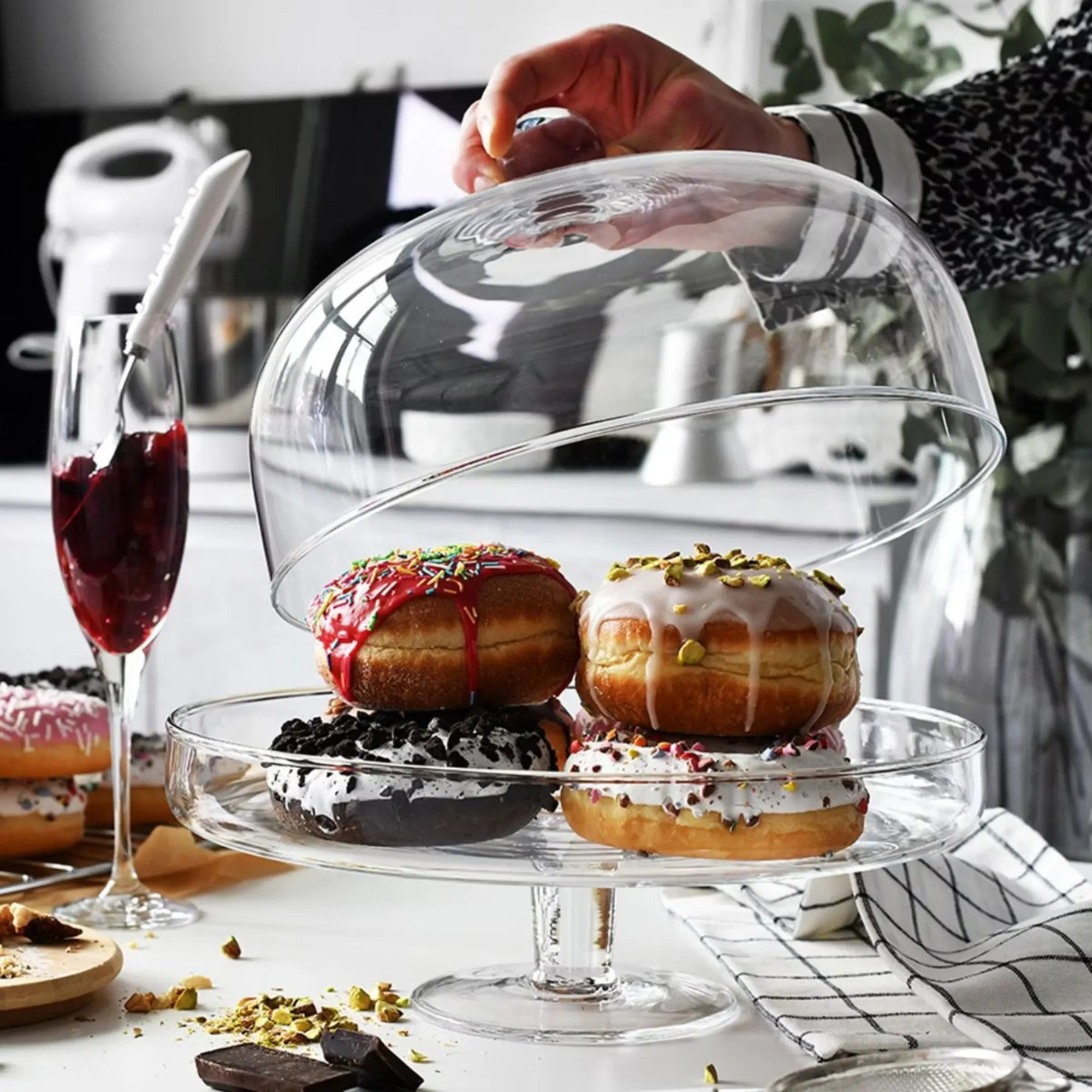 image pączki, donuty, tortownica, ciasto, deser