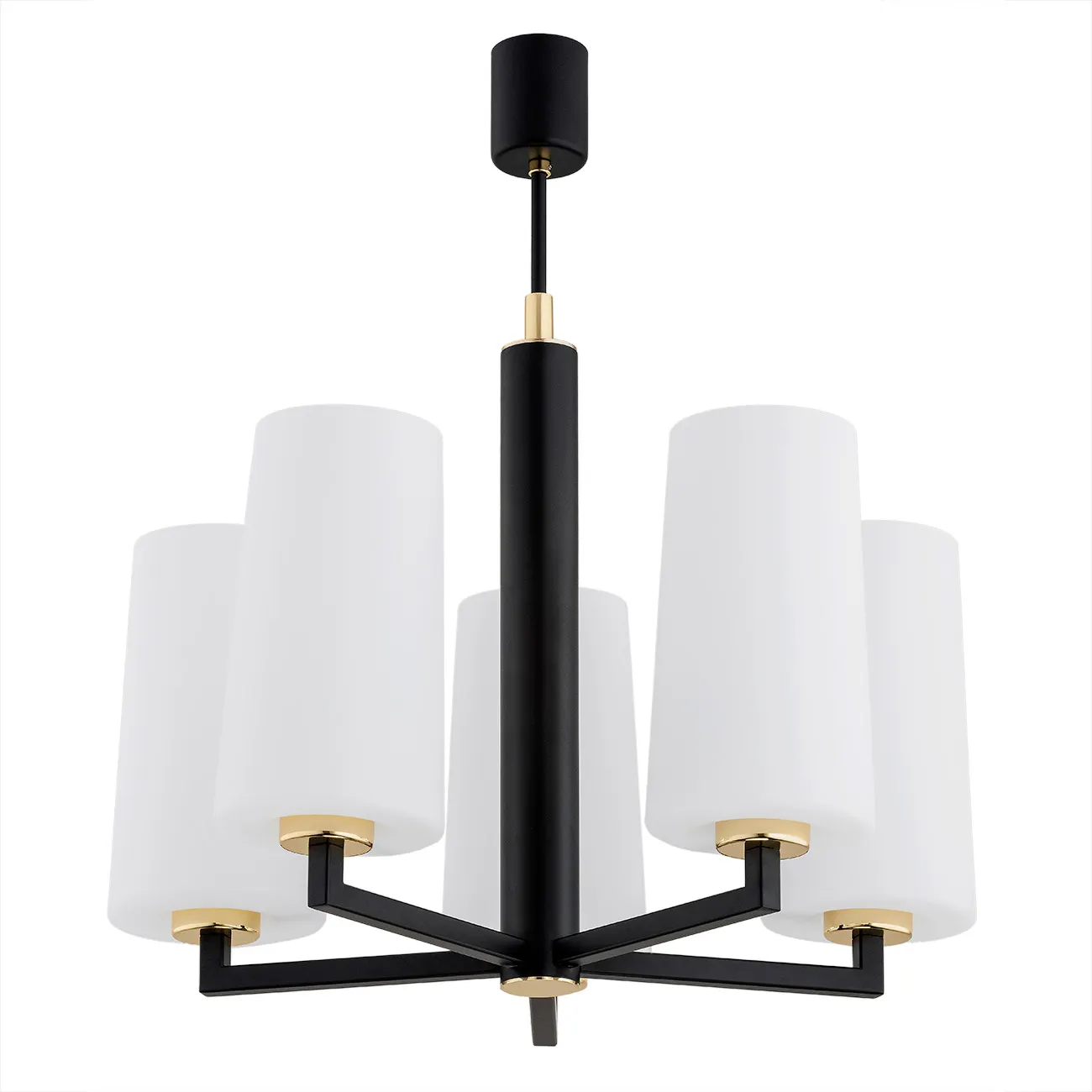 Żyrandol CAMELOT PLUS metalowy czarny mosiądz opal 58x51cm - 2114