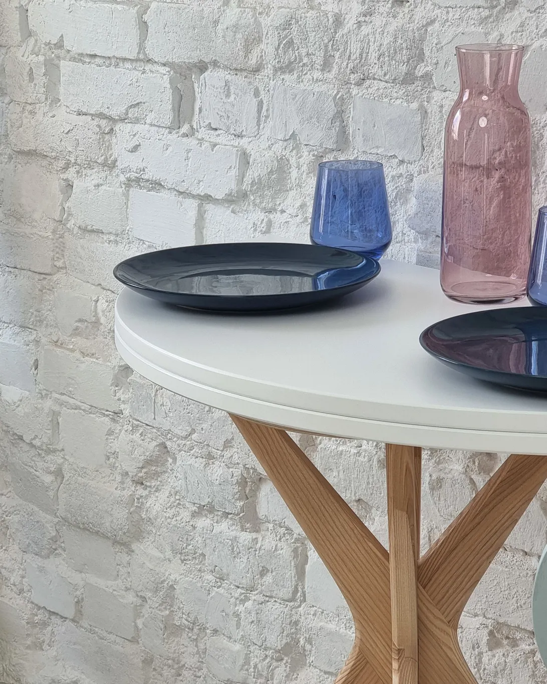 Stół półokrągły rozkładany JUBI śr. 90cm biały - NRGBTJ_E1