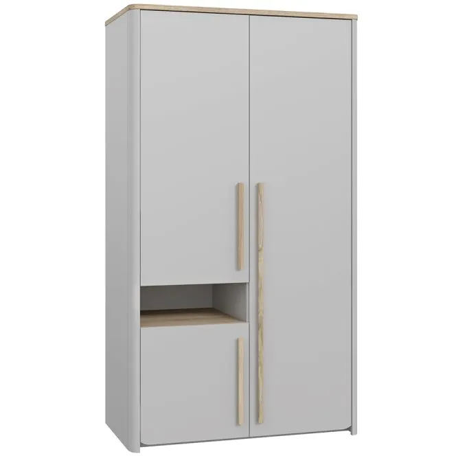 Szafa SURFINIO 3-drzwiowa z półkami i drążkiem - szary, dąb catania Szafa SURFINIO 3-drzwiowa z półkami i drążkiem - szary, dąb catania