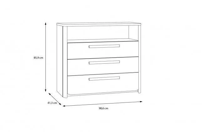 Komoda z szufladami SURFINIO 99 cm szara dab catania - SFNK211-M378