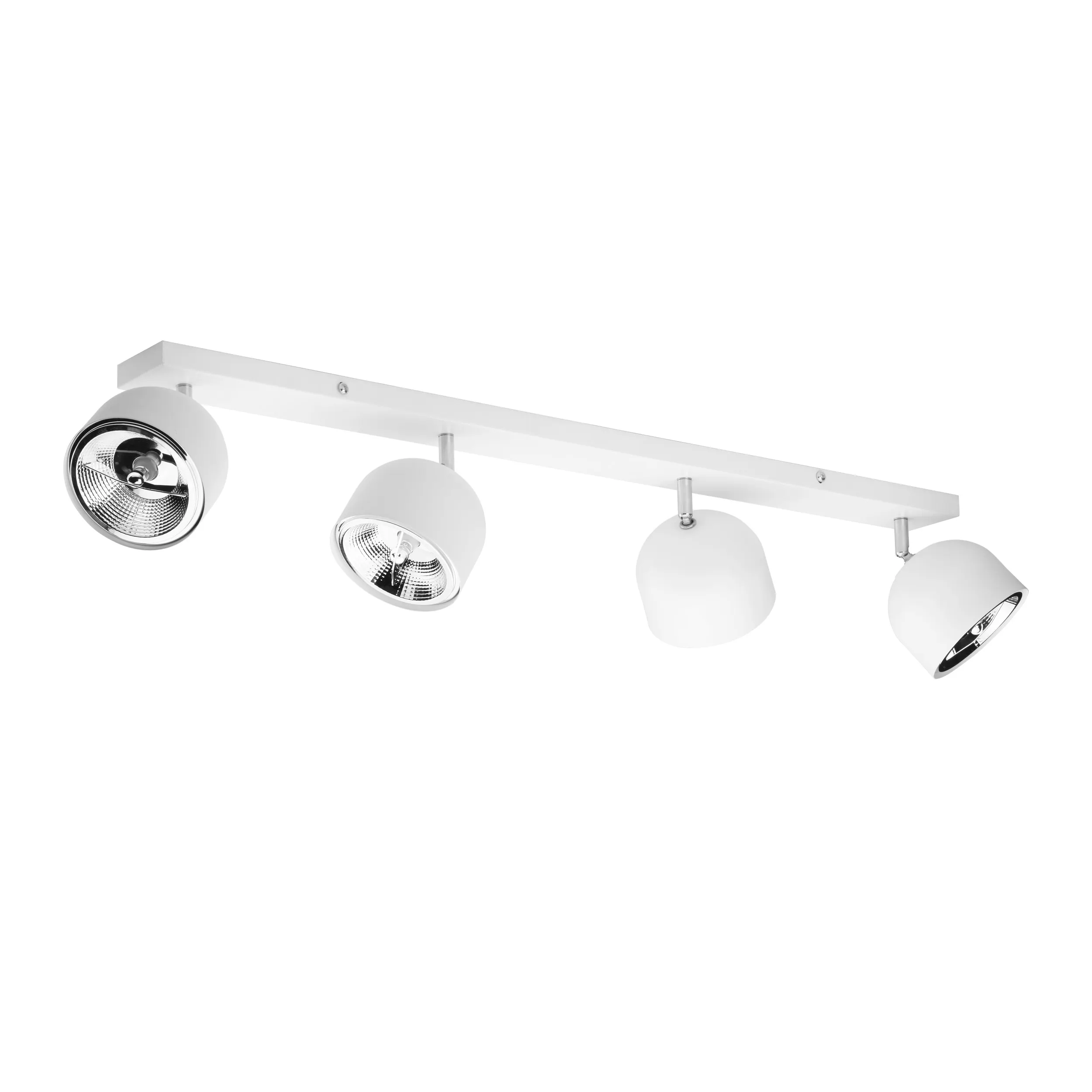 Lampa sufitowa ALTEA biała z chromowanymi elementami na listwie regulowana + zestaw żarówek 97x22x17cm