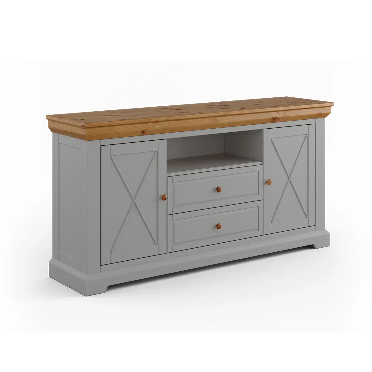 Komoda drewaniana 2-drzwiowa z 2 szufladami MARONE ELITE popielaty