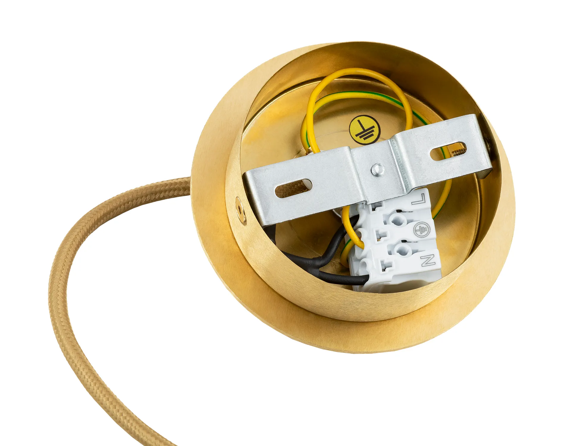 Lampa wisząca ALMIROS mosiądz szczotkowany biało-brązowy marmur 135x12cm - 8450