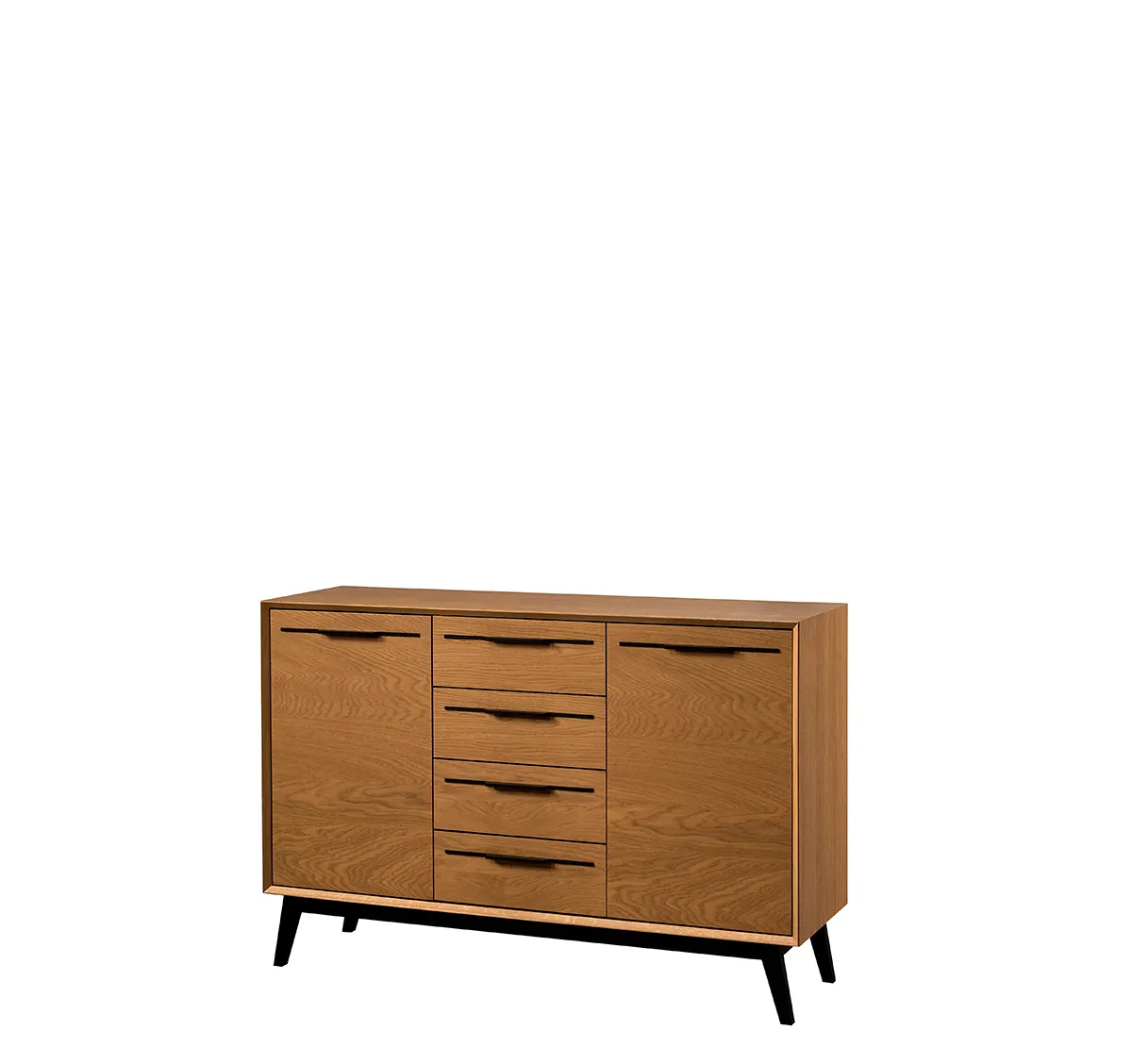 Komoda 2-drzwiowa z 4 szufladami LAZURE 45 dąb karmelowy, czarny 136x90x42cm