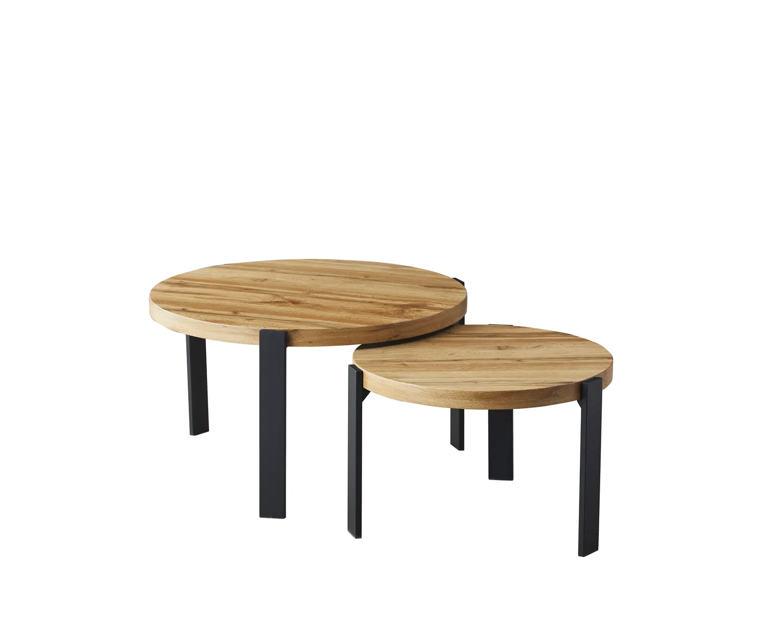 Zestaw stolików  POLO DĄB ARTISAN/CZARNY FI 80 FI 60 Signal