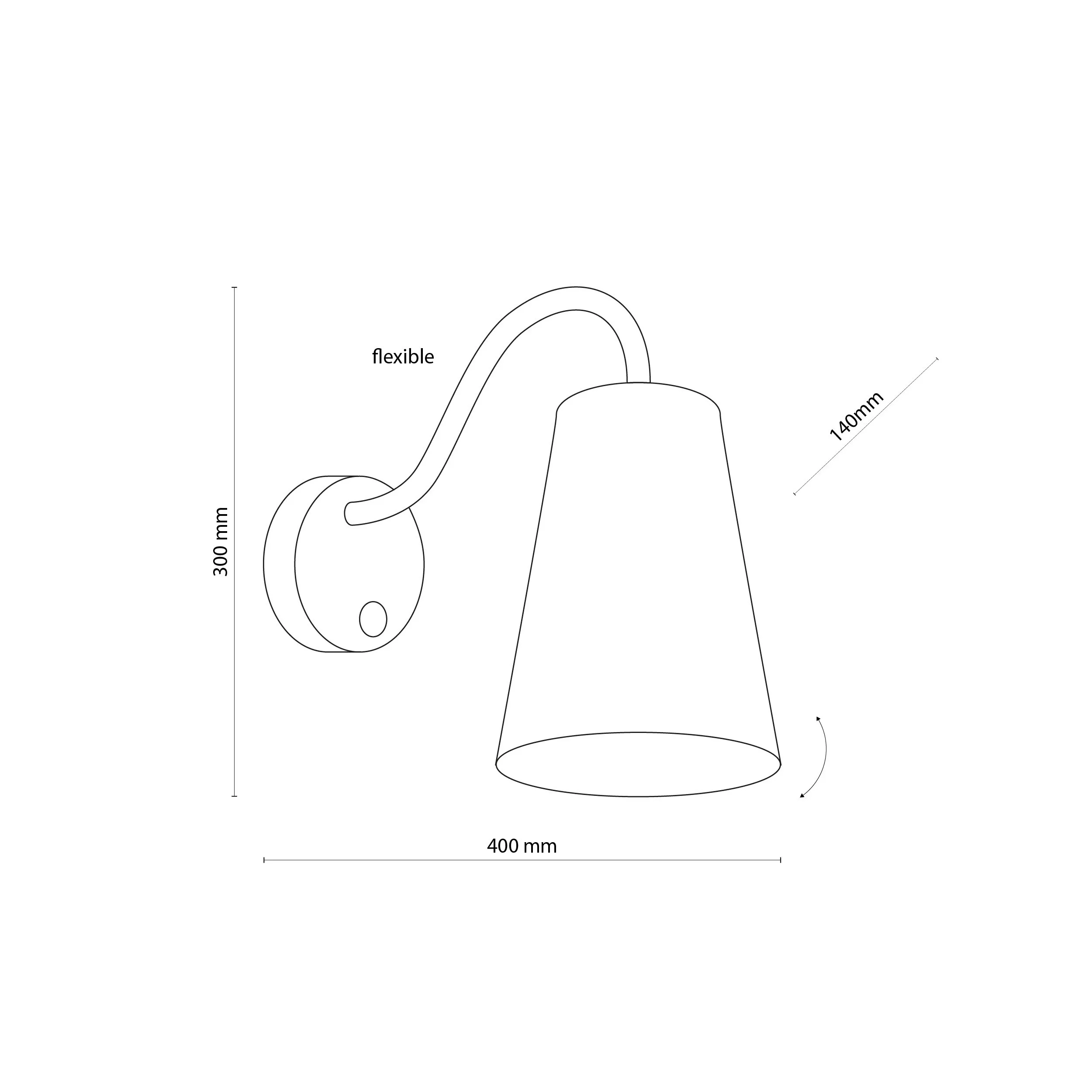 Kinkiet WIRE biały z pomarańczowym kloszem włącznik 40x30x14cm - TK_2448